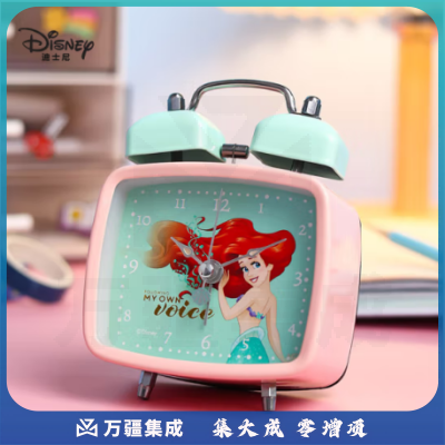迪士尼（Disney）闹钟 小学生学习床头钟夜光双铃大音量卡通男女生儿童小闹钟 公主系列DM24983P