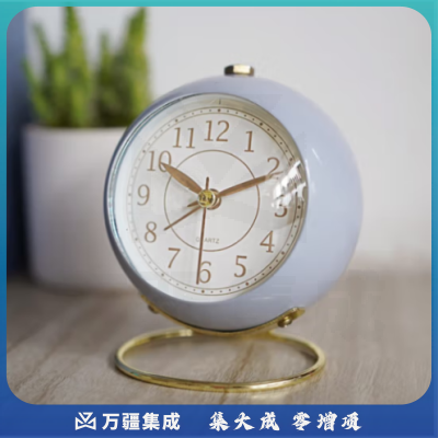 汉时（Hense）时尚创意小闹钟儿童闹表初高中生床头懒人时钟桌面钟表HA08蓝色