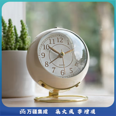 汉时（Hense）创意时尚小闹钟学生专用起床神器儿童床头闹表桌面时钟HA08米白