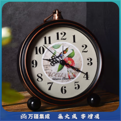 汉时（Hense）创意闹钟个性床头台钟桌面复古小座钟欧式简约闹表卧室学生钟HA65喜上枝头