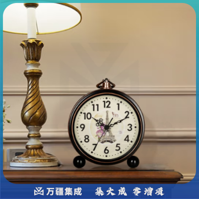 汉时（Hense）复古闹钟学生专用起床神器床头桌面台钟小时钟摆件HA65巴黎铁塔