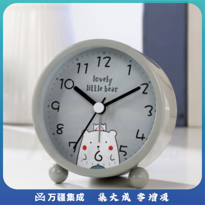 汉时（Hense）儿童小闹钟学生专用起床神器初高中生懒人床头闹铃桌面时钟HA25灰