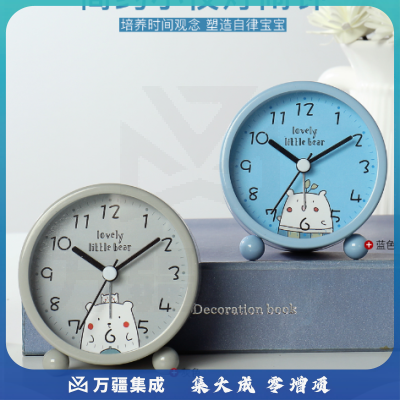 汉时（Hense）儿童小闹钟学生专用起床神器初高中生懒人床头闹铃桌面时钟HA25灰