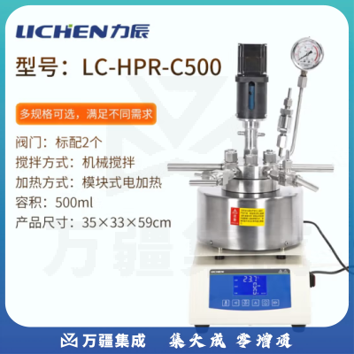 力辰科技（lichen）磁力搅拌高压反应釜 实验室不锈钢电动机械搅拌反应釜 LC-HPR-C500