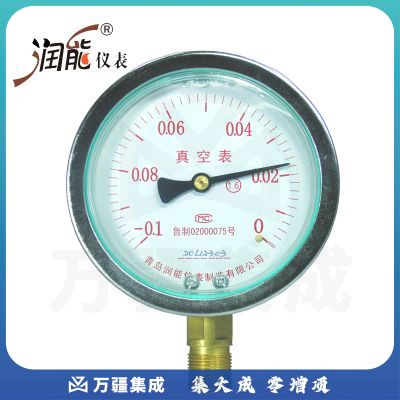 润能耐震真空压力表YTN100 抗震压力表充油表指针压力真空表 -0.1-0MPa