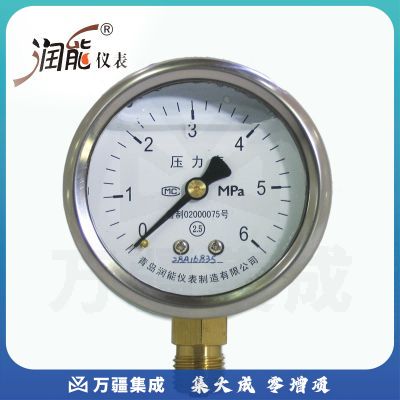 润能耐震压力表YN60充油表水压表抗震压力表液压表变频水泵、泵组、无负压设备 0-0.1MPa