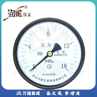 润能（RNEG）普通轴向无边压力表Y100Z水压表管道压力表气压表储气罐指针压力表 0-1MPa
