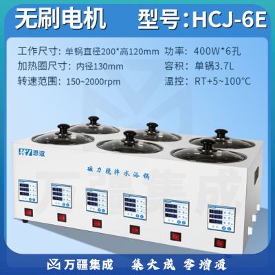 恩谊 磁力搅拌水浴锅电热恒温数显水浴箱实验室加热 HCJ-6E六孔异温异搅拌