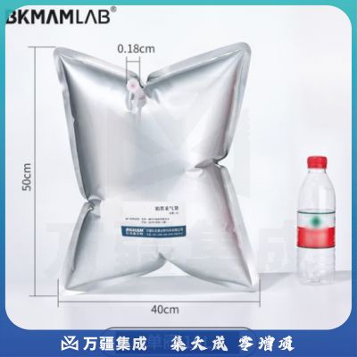 比克曼生物（BKMAM）铝箔采气袋气体采样袋收集袋单双阀PP阀门实验室气体收集装置 【单阀15L】40*50cm 1个