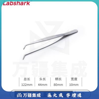 比克曼生物 LABSHARK 镊子不锈钢敷料镊加厚平头弯头尖头黑头睫毛拔毛夹子实验室【弯尖头镊】12.5cm 1个（10个起订）