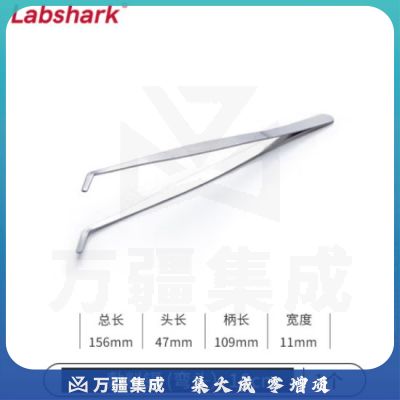 比克曼生物 LABSHARK 镊子不锈钢敷料镊加厚平头弯头尖头黑头睫毛拔毛夹子实验室【敷料镊弯头】16cm 1个（10个起订）