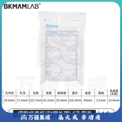 比克曼生物 细胞培养板96孔板透明带盖平底圆孔TC处理独立包装 6孔带盖（贴壁） 1个（2个起订）