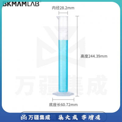 比克曼生物（BKMAM）塑料量筒PP塑料直型平稳耐高温带刻度实验室透明 普通量筒100mL 20个