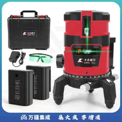 卡夫威尔 红外线水平仪绿光 充电式激光水平仪绿线3线 两电一充 JG3713A