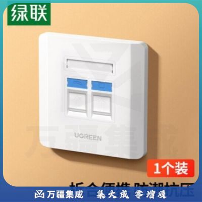 绿联(UGREEN)双口网线电话面板 86型网络插座模块 通用超五类/六类/七类模块墙壁插座信息面板1个装 80182