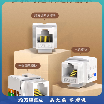绿联 网络模块cat6六类千兆网口超五类百兆5e非屏蔽电脑rj45对接插座头rj11电话语音信息模块 超五类网络模块1个装