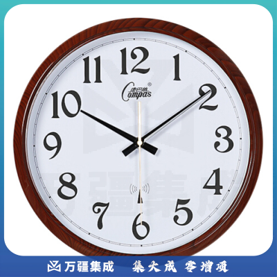 康巴丝（Compas） 三代智能电波钟客厅挂钟办公静音壁钟时钟考场定制自动追时校正2100S 2100S-经典咖 13英寸33*33*5cm