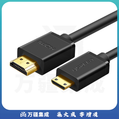 绿联（UGREEN）11167 Mini HDMI转HDMI转接线 4K迷你高清线 平板笔记本电脑相机连接显示器电视转换头1.5米黑