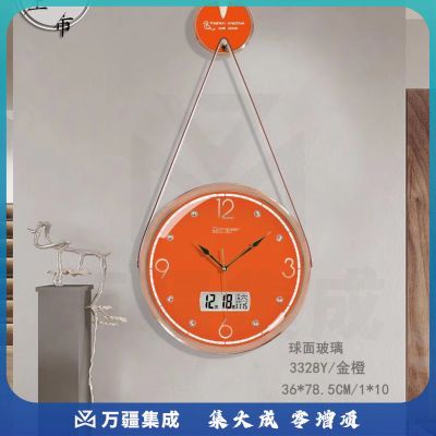 康巴丝简约日历客厅挂钟创意时尚钟表静音家用石英钟大号时钟表混色