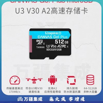 金士顿（Kingston）512GB TF（MicroSD）存储卡 行车记录仪内存卡 手机内存卡 U3 V30 A2 4K 读速170MB/s SDCG3/512GB