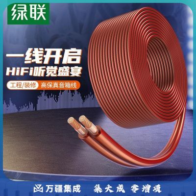 绿联 音箱线喇叭线 音频线工程级专业连接功放音频信号输出免焊接香蕉插头通用双线缆音响线200芯100米 80159