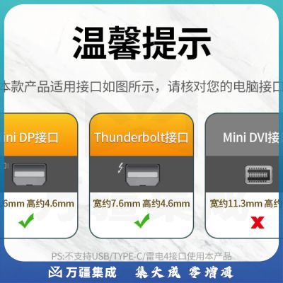 绿联10461 Mini DP转HDMI转换器线 迷你dp扩展器坞高清雷电2接头 支持苹果微软Surface笔记本电脑接显示器投影仪