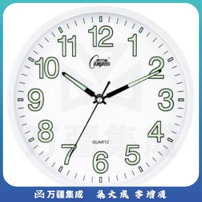 康巴丝(COMPAS)挂钟夜光创意静音钟表客厅经典简约挂表居家办公时钟电子石英钟C2864白