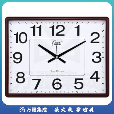 康巴丝（Compas） 客厅净音大挂钟方形日历石英钟创意钟表现代简约时尚家用钟 3115橡木色; 45_35厘米