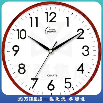 康巴丝（COMPAS）挂钟简约钟表客厅石英钟表挂墙时钟 C2855 咖木色