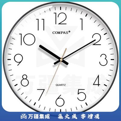 康巴丝（Compas）挂钟简约钟表客厅石英钟表挂墙卧室时钟薄边挂钟 C3242 黑色