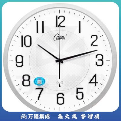 康巴丝（COMPAS）挂钟电波钟客厅挂墙智能自动对时电波钟 C6891 闪银
