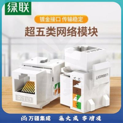 绿联 网络模块cat6六类千兆网口超五类百兆5e非屏蔽电脑rj45对接插座头rj11电话语音信息模块 超五类网络模块1个装