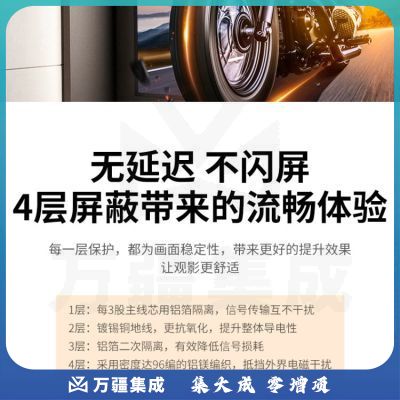 绿联 UGREEN 11184 HDMI线2.0版 HD101 4K数字高清连接线 黄黑扁线 1.5米