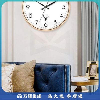 康巴丝(Compas)挂钟鹿头创意静音钟表现代简约时钟14英寸 北欧石英钟表挂墙 C3187 镀金