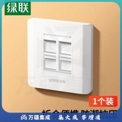 绿联（UGREEN）80443 四口网线网口面板 通用超五/六/七类模块电话插座86型网络面板【需搭配模块使用】1个装