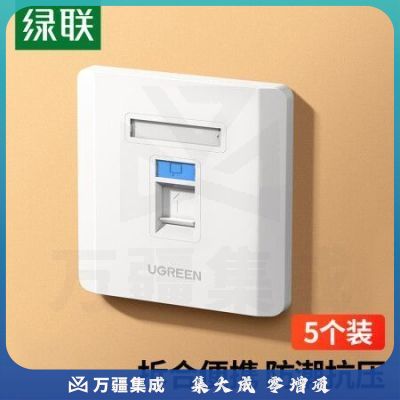 绿联（UGREEN）80181 网线网口面板 通用超五/六/七类模块电话插座86型网络面板【需搭配模块使用】5个装