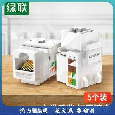 绿联（UGREEN）80179 六类千兆网络模块 CAT6网络信息面板 RJ45电脑网线插座连接头直通头 5个装