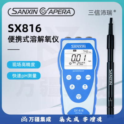 三信沛瑞（SANXIN APERA）便携式溶解氧检测仪测试仪溶氧仪水质监测水产鱼塘养殖科研测定仪 SX816 (0~20.00)mg/L;(0~200.0)%