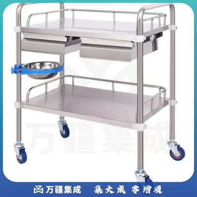 仪器治疗车双层多功能不锈钢护理小推车 金属白一体治疗车双层一屉1号 4