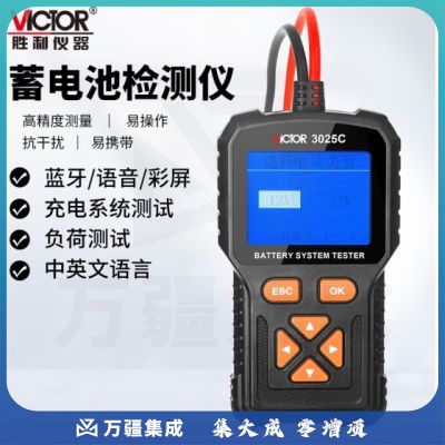 胜利仪器（VICTOR）汽车蓄电池检测仪蓝牙 测试表数显 VC3025C（彩屏 蓝牙 语音版）