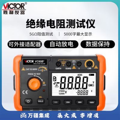 胜利仪器（VICTOR）兆欧表 绝缘表 绝缘电阻测试仪 250V/500V/1000V 数字摇表 VC60B