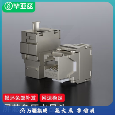 毕亚兹 超六类网络模块 CAT6A万兆网线插座面板屏蔽免打模块 RJ45水晶头母座电脑网线连接头 TT27（个）