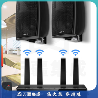 先科k10有源无线蓝牙壁挂音响套装 挂墙式会议室喇叭 主机器+2个黑色8寸船型三角箱 B1+B10