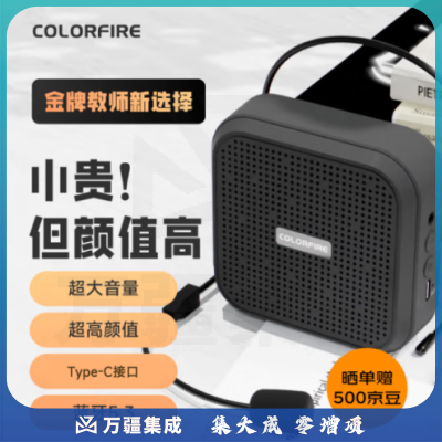 Colorfire七彩虹便携式小蜜蜂扩音器教师教学讲课专用麦克风导游户外蓝牙5.3音响音箱播放器FS-K1201黑色