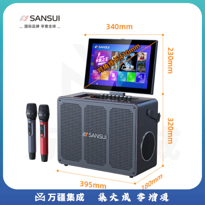 山水C6家庭ktv音响套装卡拉ok一体机音响户外便携移动k歌广场舞音响带显示屏大功率家用蓝牙音箱低音炮