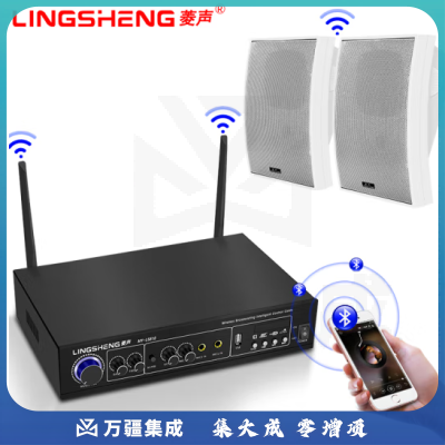 菱声无线蓝牙功放有源吸顶音响吊顶喇叭壁挂音响户外防水音柱音箱套装商场店铺餐厅超市背景音乐广播系统 无线发射主机+2只MY-LS605无线壁挂