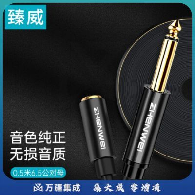 臻威（ZHENWEI）6.5mm音频线 6.35大二芯连接线 音箱功放麦克风电吉他电子琴鼓调音台转接线 公对母 1.5M