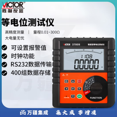 胜利仪器（VICTOR）智能型等电位测试仪 量程0.01Ω~300Ω 直流低电阻测试仪 欧姆表 微电阻计 VC3700B