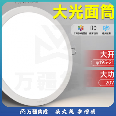 LED筒灯 嵌入式天花过道三色孔灯超薄桶灯洞灯筒射灯 20W【开孔195-210mm】