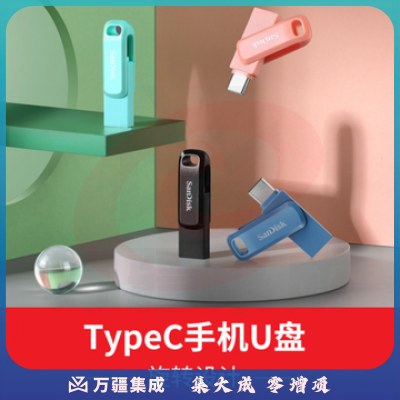 U盘闪迪/SanDisk128g手机typec电脑两用U盘双接口（黑蓝粉绿 四色可选）